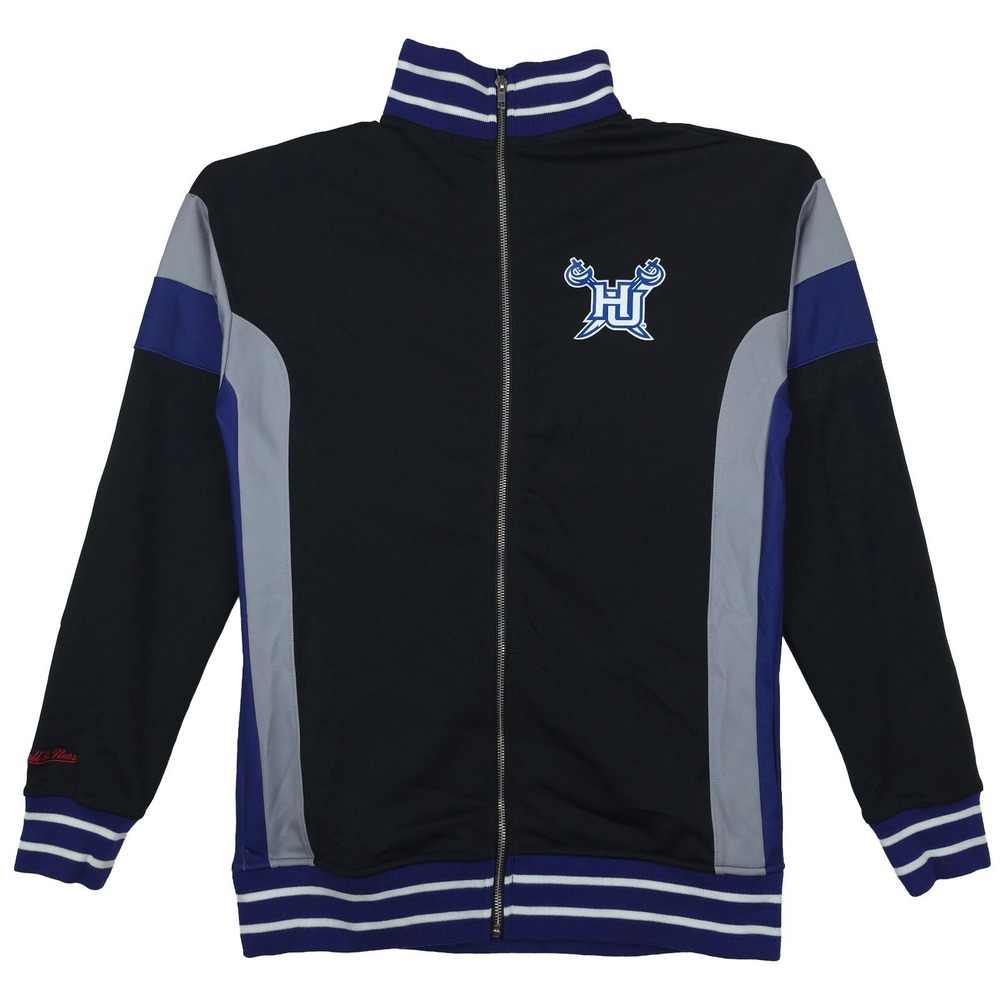 Hampton Pirates Mitchell & Ness HBCU Large Track Jacket Black Gray Blue New